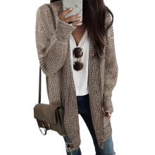 (abrown, XL) Eytino Cardigans for Women Plaid Cardigan Oversized Chunky Knit Long Sleeve Open Front Cardigan Sweaters Beige 2XL