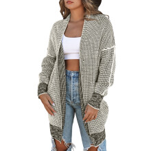 (agray, M) Eytino Cardigans for Women Plaid Cardigan Oversized Chunky Knit Long Sleeve Open Front Cardigan Sweaters Beige 2XL