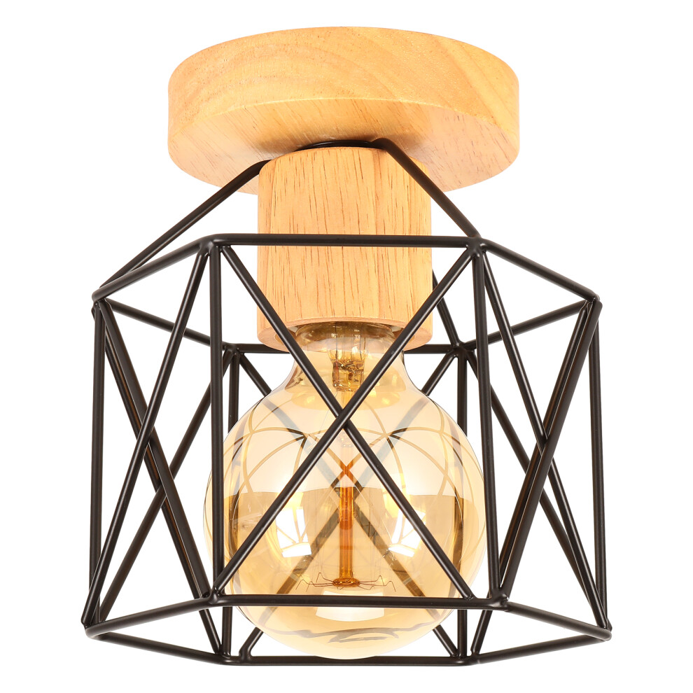Modern Ceiling Lights Vintage Ceiling Light Retro Chandelier Metal Cage Lampshade for Cafe Hallway Bedroom Kitchen Living Room Black-image-OPC-PDVXNF8-NEW
