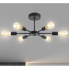 Modern Ceiling Lights Retro Ceiling Lights Black E27, Vintage Indoor Ceiling Light for Bedroom Kitchen Hallway Living Room 6 Lights