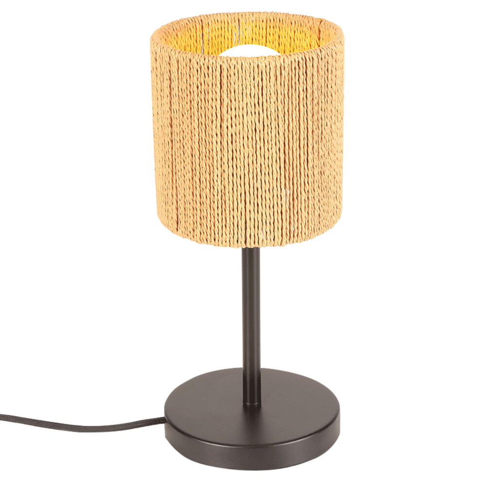 Lampe De Table Tissé En Corde De Chanvre Lampe De Bureau Rétro Lampe De Chevet En Corde De Chanvre, E27 Pour Table De Chevet, Bureau