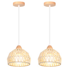 (2PCS) 20CM Retro Pendant Light Hemp Rope Braided Pendant Light Modern Indoor Ceiling Lamp for Bedroom Entrance Hallway Bar White