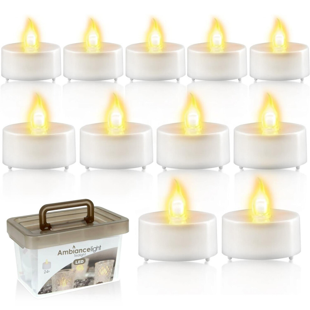 GEEZY 24Pcs LED Tea Lights Battery Operated Candles Warm White Flameless Flickering