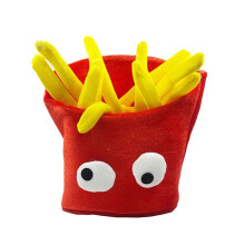 (French Fries) Unisex Girl Kids Burger Hamburger Hat For Halloween Carnival Funny Fast Food Boy French Fries Cap Costume Prop