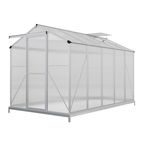 Living And Home 10ft × 6ft Polycarbonate Aluminium Greenhouse with Foundation 2