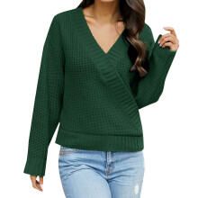 (ag, L) Winter Sweaters for Women 2025 Trendy Women's Autumn and Winter Loose V Collar Pure Color Design Feel Knit Pullover