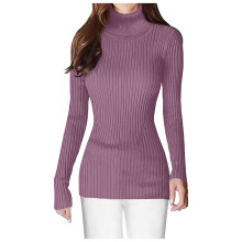 (lightpink, S) Sweaters for Women with Zipper Women's Turtleneck Ribbed Base Sweater Cute Warm Stylish Pullover Sweater