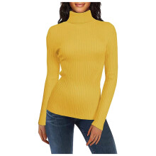 (yellow, L) Sweaters for Women with Zipper Women's Turtleneck Ribbed Base Sweater Cute Warm Stylish Pullover Sweater