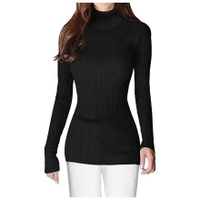 (black, M) Sweaters for Women with Zipper Women's Turtleneck Ribbed Base Sweater Cute Warm Stylish Pullover Sweater