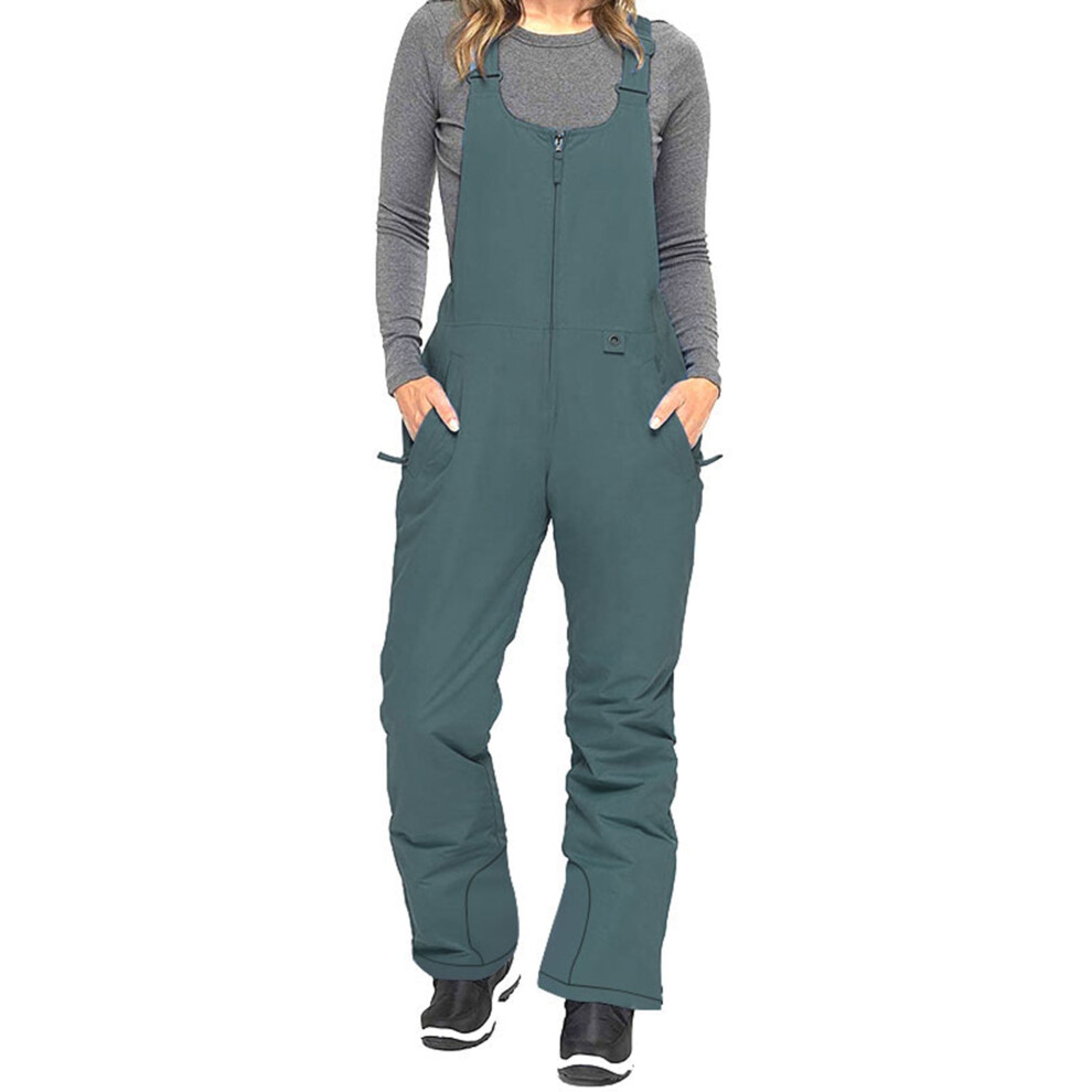 (gray, XL) Nituyy Women's Sleeveless Ski Overalls, Adjustable Shoulder Strap Jumpsuit, Side Pocket Long One-Piece Clothes-image-OPC-PFHDDNS-NEW