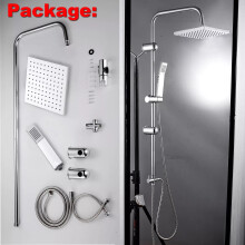 Chrome Shower Set Dual Shower Head & Hand Shower Brass Mixing Value Bar Easy Control for Bathroom with Hose Fittings