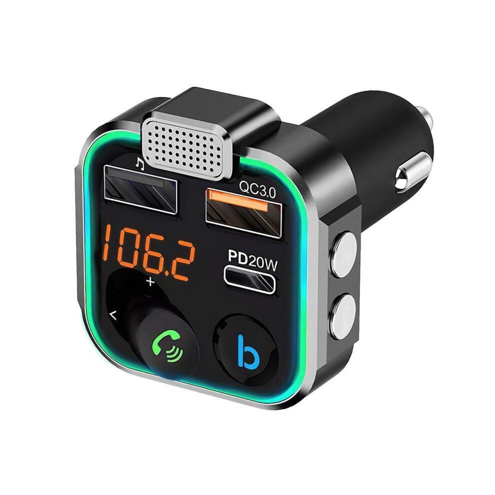 Chronus Car Bluetooth Fm Transmitter, Wireless 5.0 Car Radio Adapter With Fast Charger Pd 20W + Qc3.0 18W, Fm Transmitter With Hands-Free Calling, 6976918030979