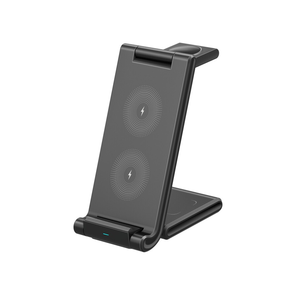 Chronus 3 In 1 Wireless Charger For Iphone, Earphones, Smartwatch - Qi Wireless Charging Station For Apple - 15W Foldable Wireless Charger(Black) Black 6976918032010