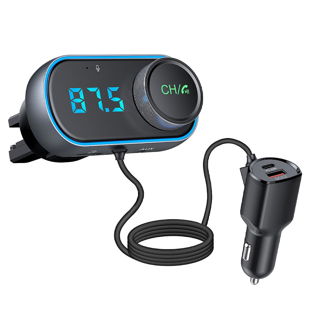 Chronus Bluetooth Fm Transmitter For Car Car Radio Bluetooth Hand-Free Call Qc3.0 Fast Charge Noise Cancellation With Big Mic And Bass Boost(Black) Black 6976918031099