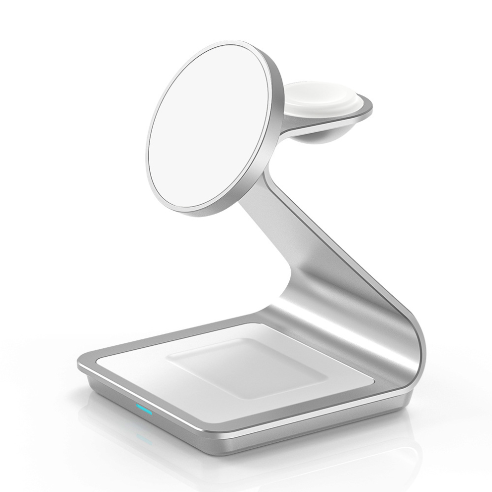 Cargador InaláMbrico 3 En 1 Para EstacióN De Carga InaláMbrica De AleacióN De Aluminio Magsafe Para Iphone 14/13/12 Apple Watch Airpods Pro/-image