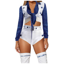 (white, Women - S) Yoryorlue Dallas Cowboy Cheerleader Costume Cowboy Cheerleader for Girls Halloween Party Dress Up Cheerleading Uniform Outfit