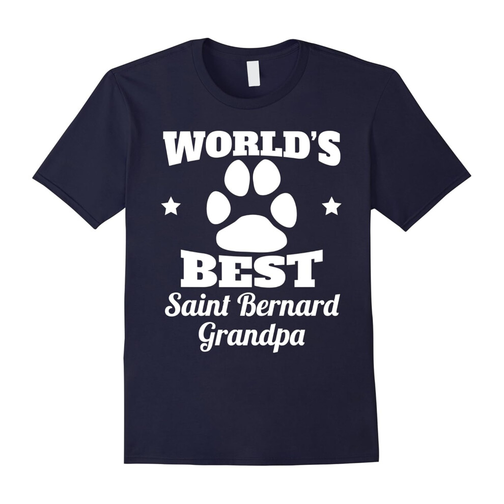 (S) Men's World's Best Saint Bernard Grandpa Dog Lover T-Shirt-Father's Day