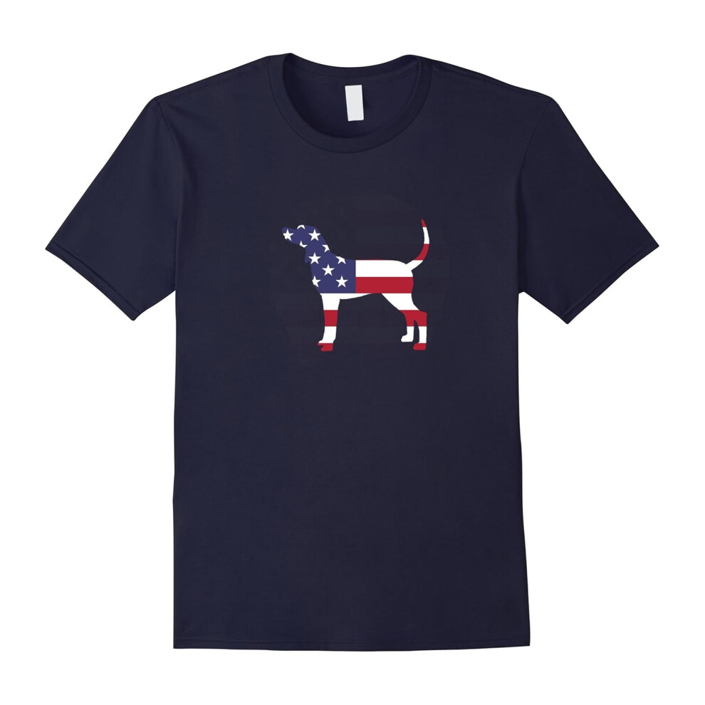 (XL) 4th Of July Patriotic Dog Bluetick Coonhound American Flag Celebration Party T-Shirt-Father's Day