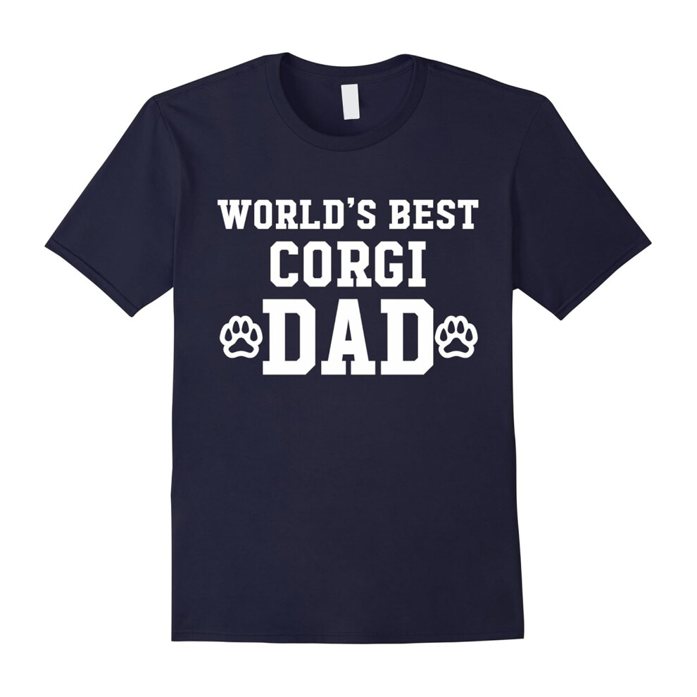 (XXL) World's Best Corgi Dad Dog Lover Pawprint T-Shirt-Father's Day