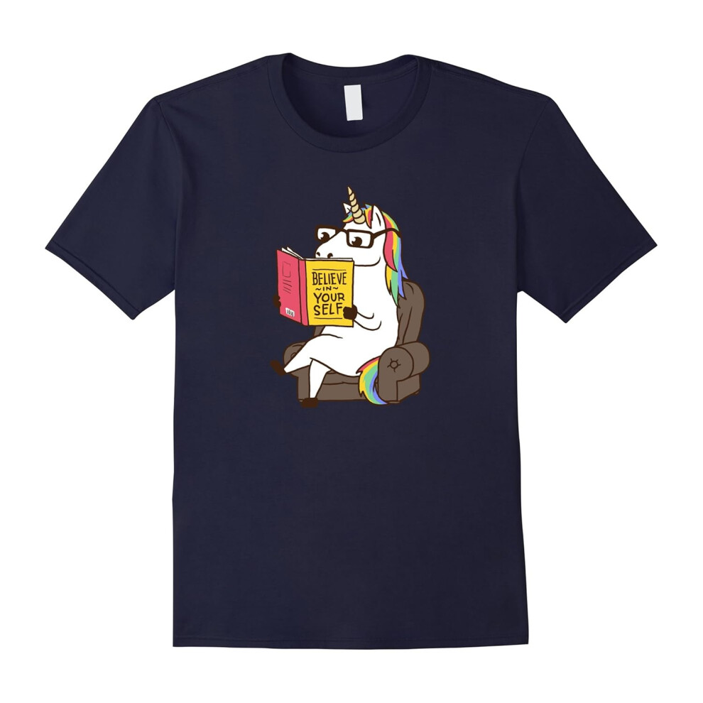 (S) Unicorn Shirt Believe in Yourself Motivational Book Lover-Father's Day