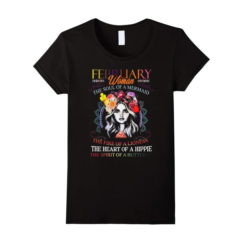 (XL) Womens February Woman The Soul Of A Mermaid Shirt-Birthday Gifts.-Father's Day