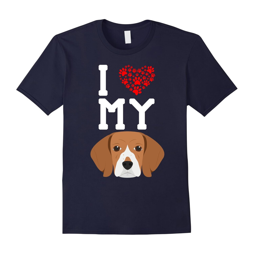 (XXL) I Love My Dog Beagle Animal Lover Best Friend T-Shirt-Father's Day