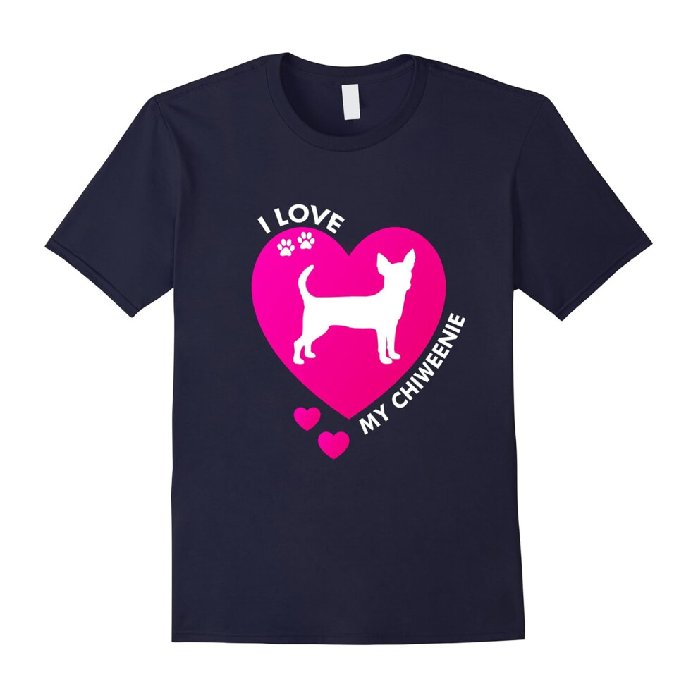 (XL) I Love My Chiweenie Chihuahua Dachshund T-Shirt Hot Dog-Father's Day