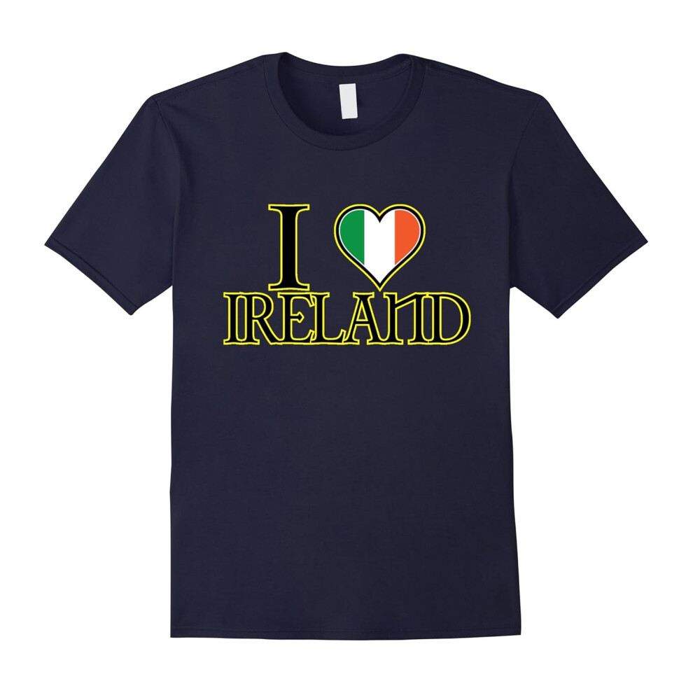 (XL) I Love Ireland, St. Patrick's Day, Irish Flag, Heart T-Shirt-Father's Day