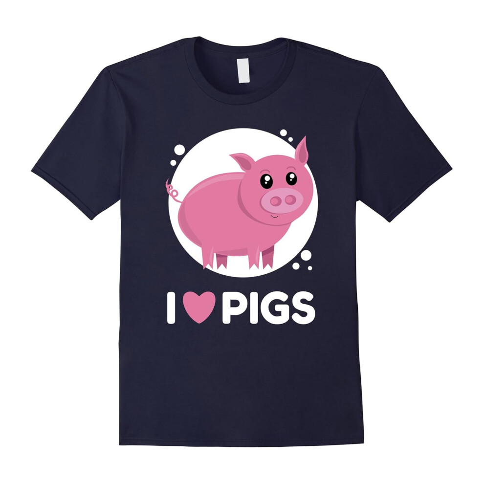 (S) I Love Pigs Cute Miniature Baby Pig T-shirt-Father's Day