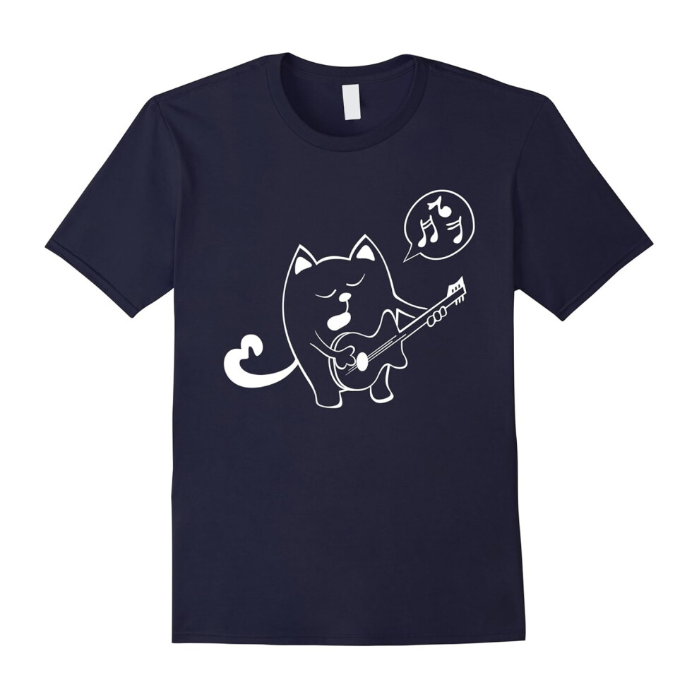 (M) Cat gifts for cat lovers funny playing ukuleleguitar T shirt Cat Lover T-Shirt-Father's Day