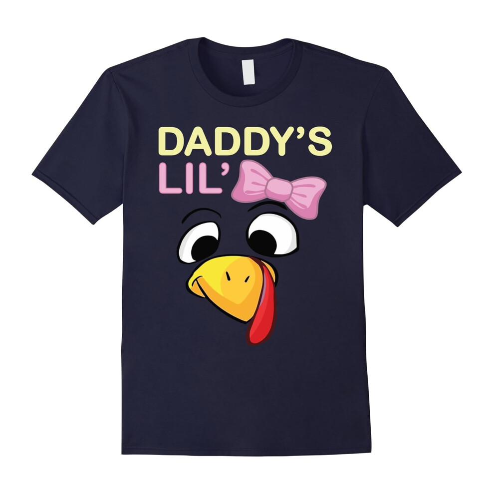 (M) Kids Daddy's Lil' Turkey Funny Thanksgiving T-Shirt-Father's Day