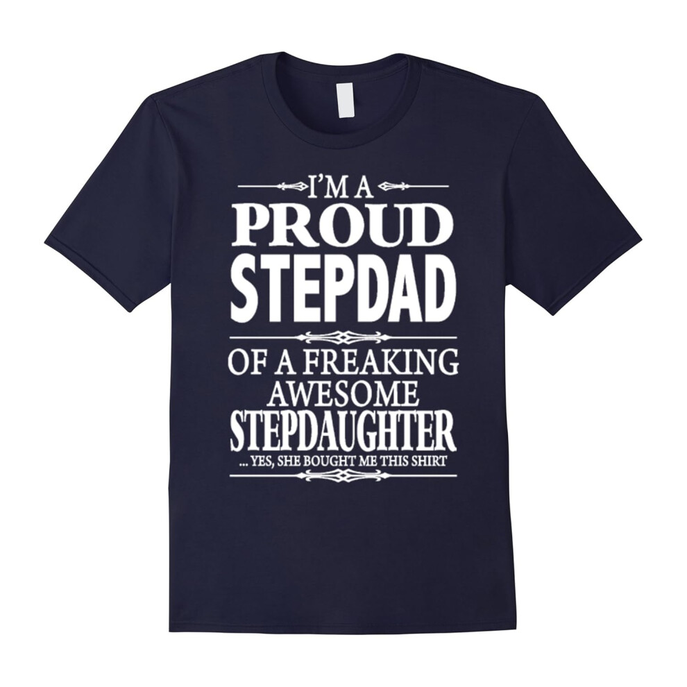 (XXL) Proud Stepdad T Shirt, Awesome Stepdaughter T Shirt-Father's Day