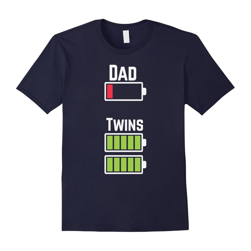 (XXL) Mens Tired Twin Dad Low Battery Charge T-Shirt â Men-Father's Day