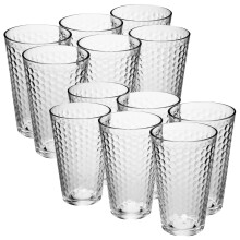 (Set of 12 Milano) 300ml Drinking Glasses Sets Many Design Patterned Juice Cocktail Tumbler