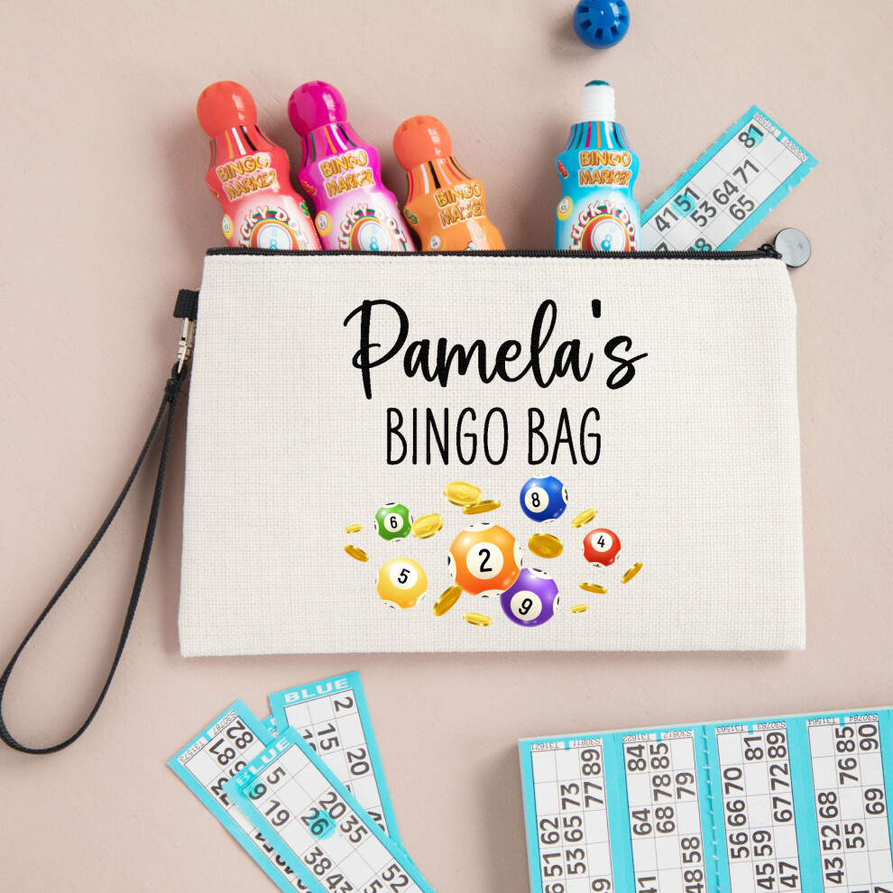 Personalised Bingo Bag Linen Style Dabbers Bag Pouch