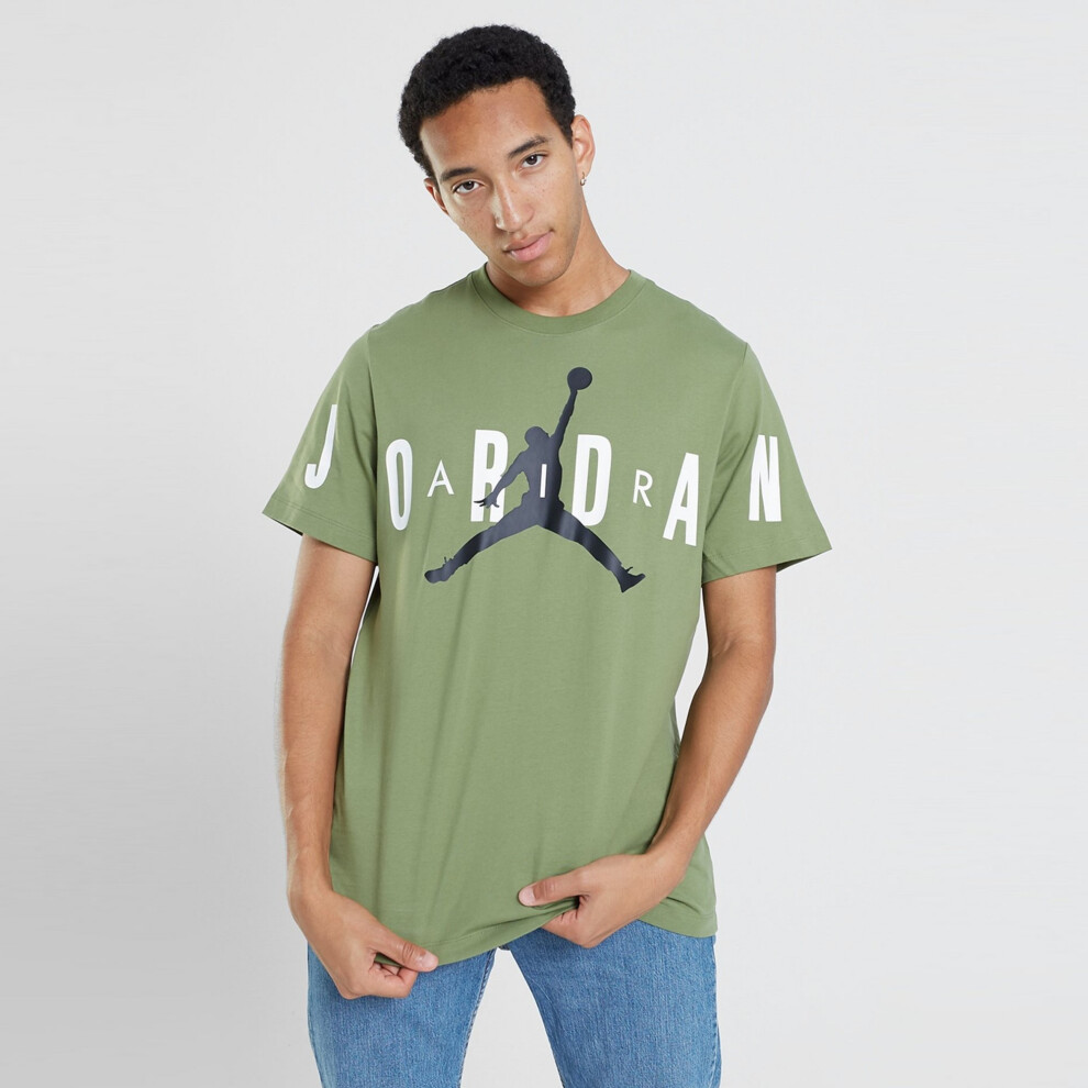 (Olive, M) Nike Jordan Air Stretch T Shirt Mens Sports Tee