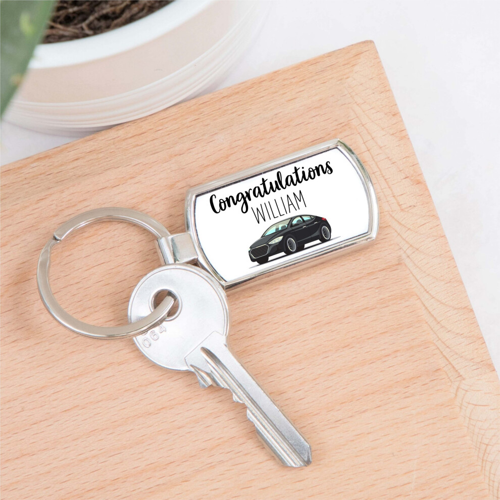 Personalised Congratulations Car Metal Keyring