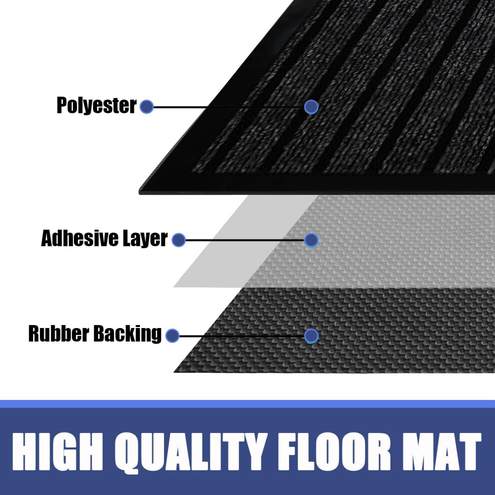 (60x90 cm, Black ) Rubber Door Mats Non-Slip Dirt Trapper Heavy Duty