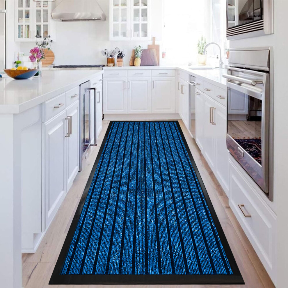 (80x300 cm, Blue) Rubber Door Mats Non-Slip Dirt Trapper Heavy Duty