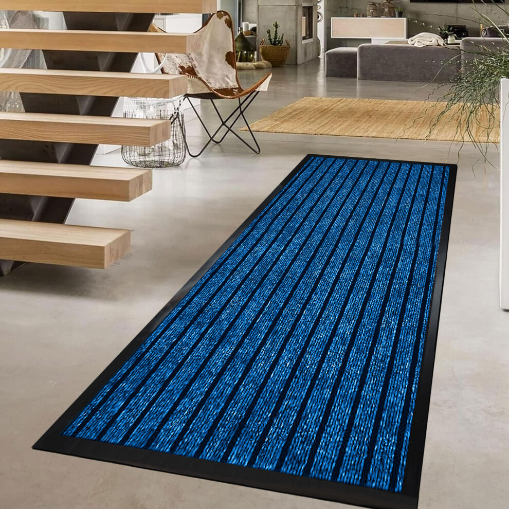 Imperial Rooms (60X90 Cm, ) Rubber Door Mats Non-Slip Dirt Trapper Heavy Duty Blue