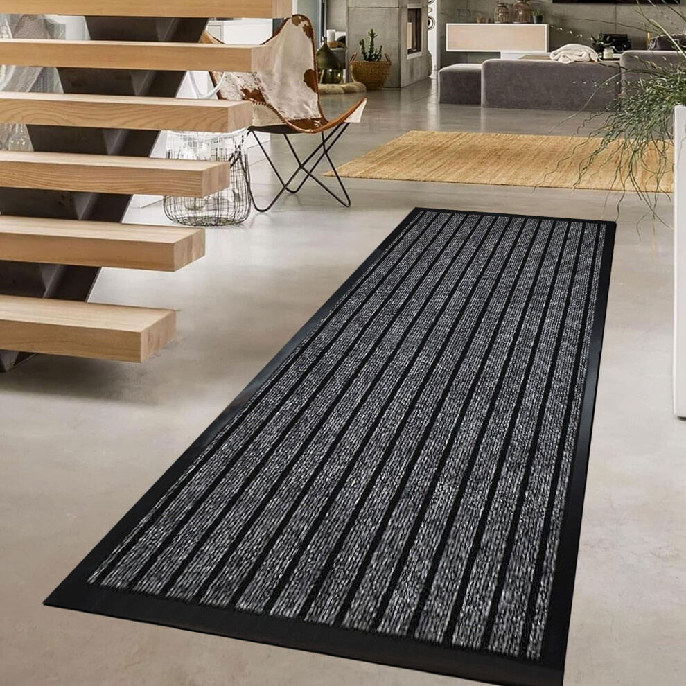 Imperial Rooms (60X90 Cm, ) Rubber Door Mats Non-Slip Dirt Trapper Heavy Duty Grey