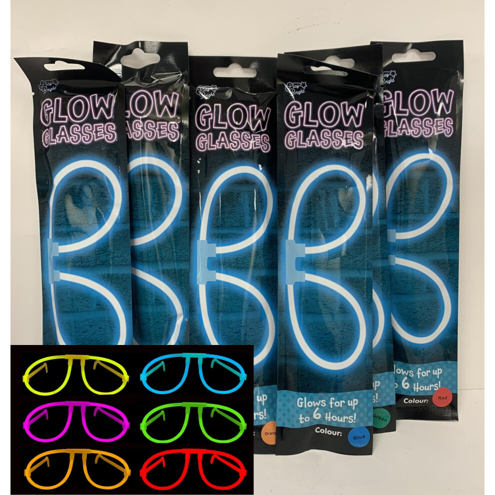 (10 Packets) GLOW GLASSES Bright Neon Light Up Party Glow Stick