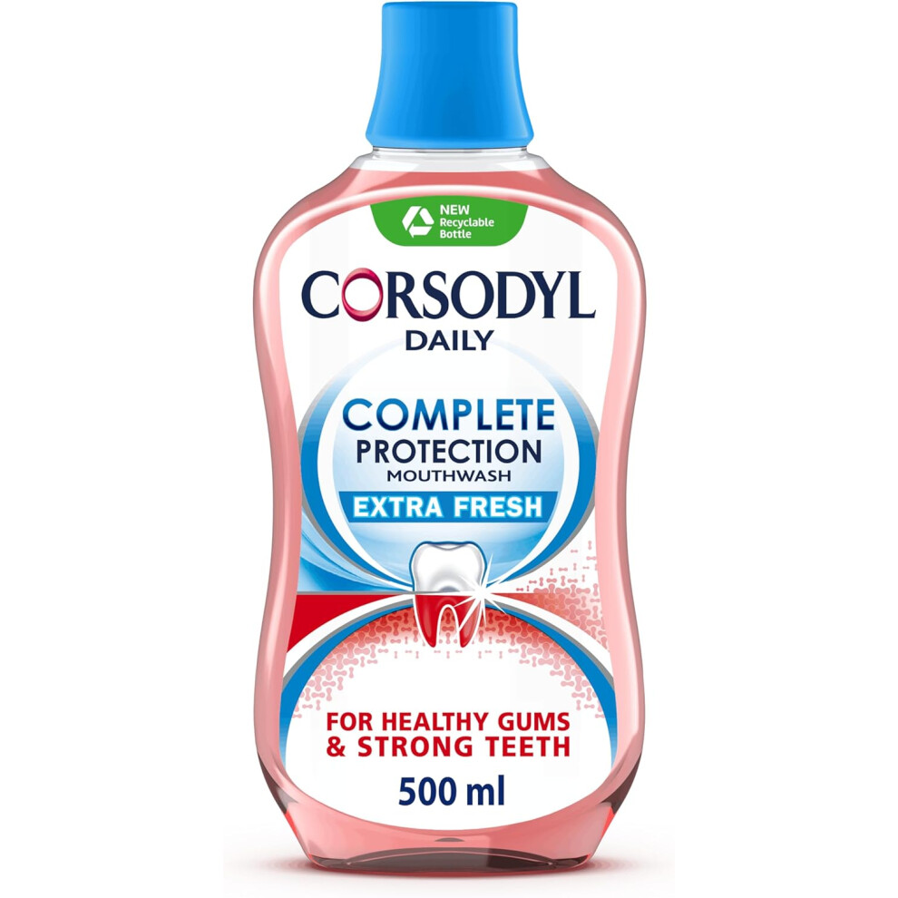 (Corsodyl Extra Fresh Daily Complete Protection Mouthwash for Healthy Gums and Strong Teeth, 500ml) Corsodyl Extra Fresh Daily Complete Protection Mou