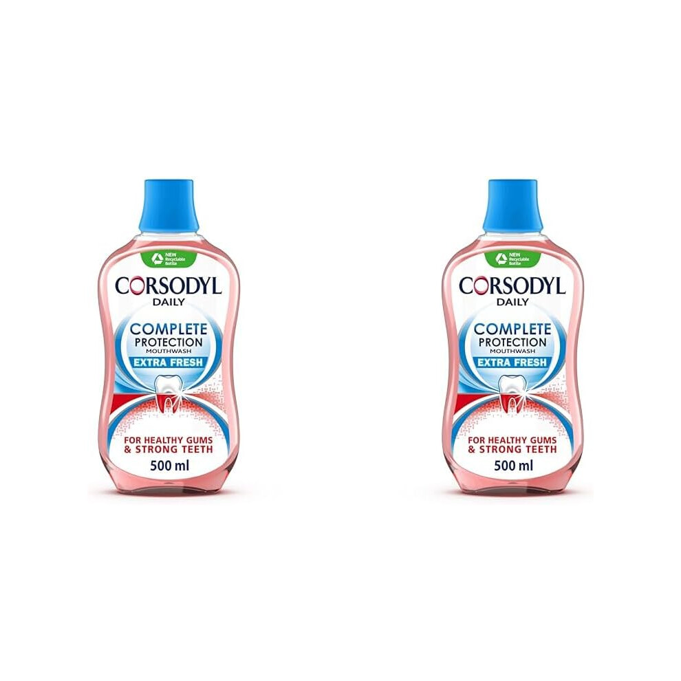 (Corsodyl Extra Fresh Daily Complete Protection Mouthwash for Healthy Gums and Strong Teeth, 500ml (Pack of 2)) Corsodyl Extra Fresh Daily Complete Pr