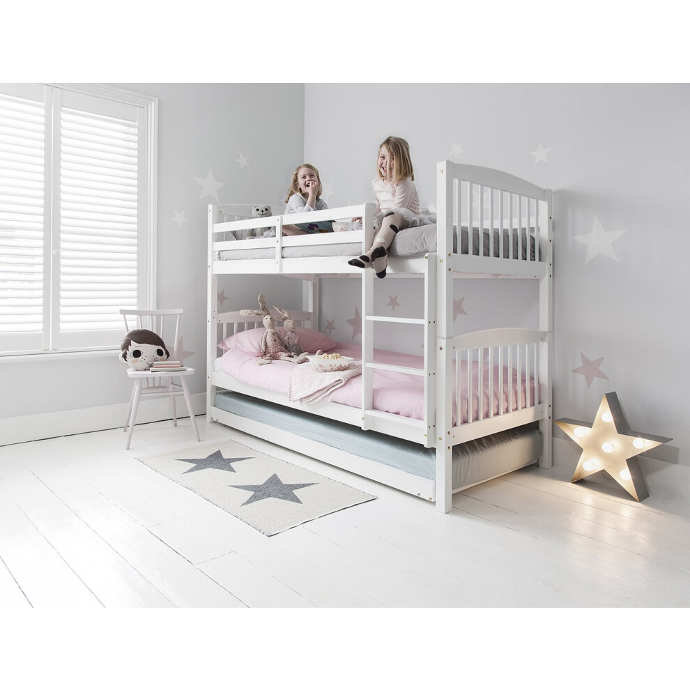 (Matheus Pull out Trundle	) Brighton Bunk Bed with Choice of Trundles in Classic White