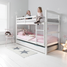 (Spacesaver Pull out Trundle in Classic White) Brighton Bunk Bed with Choice of Trundles in Classic White