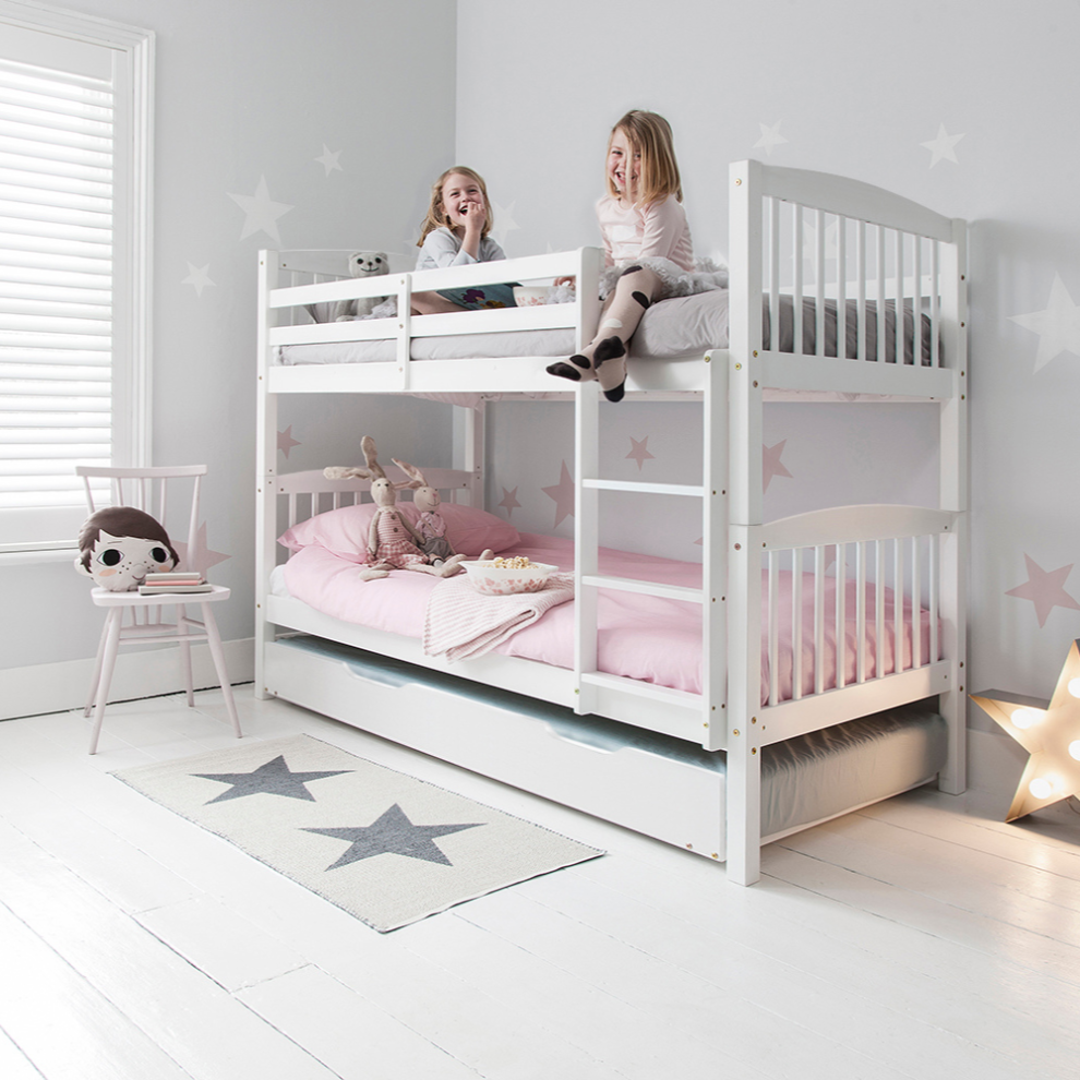 Noa And Nani (Spacesaver Pull Out Trundle In Classic White) Brighton Bunk Bed With Choice Of Trundles In Classic White