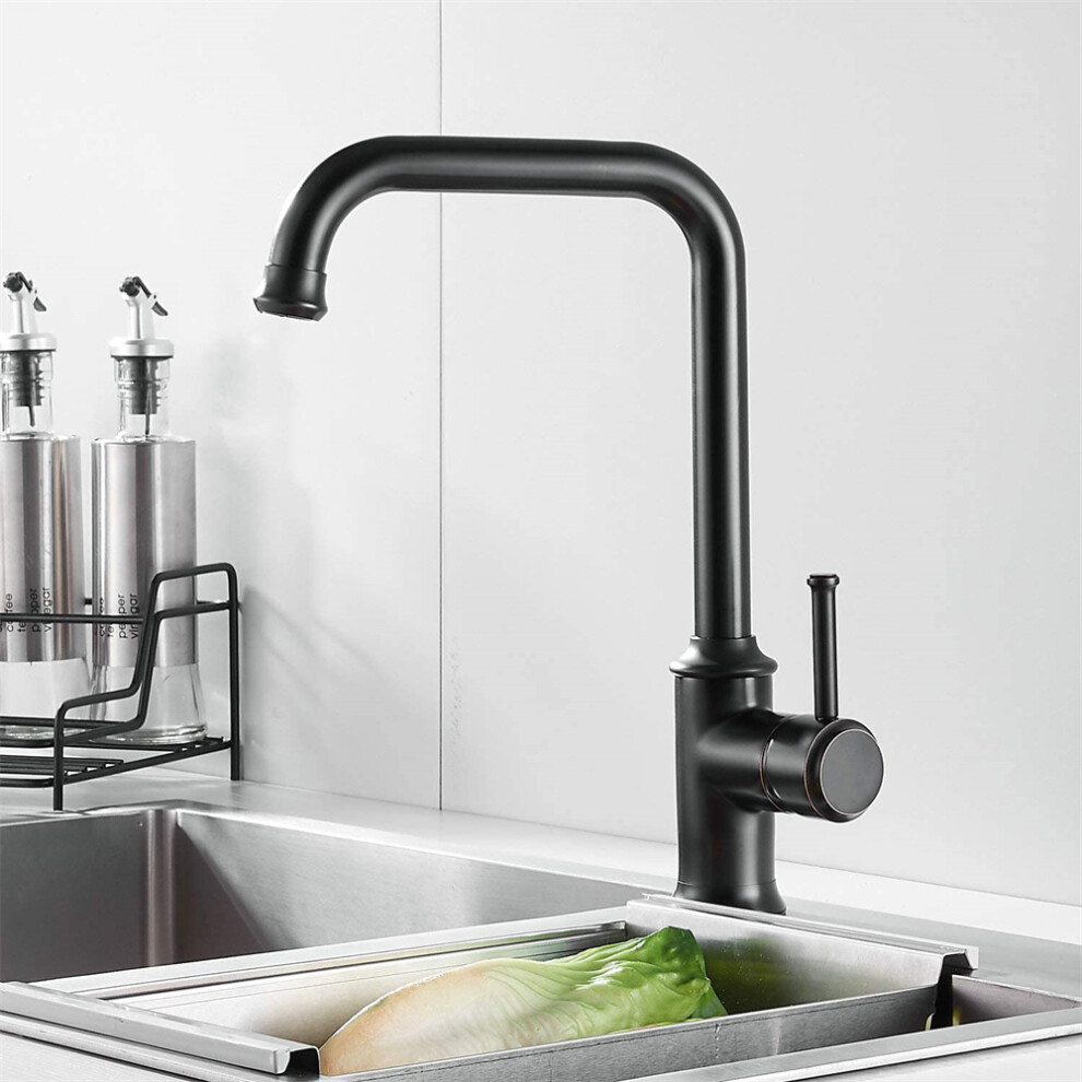 Antique Kitchen Sink Tap 360Swivel Spout Brass Kitchen Mixer Tap Black