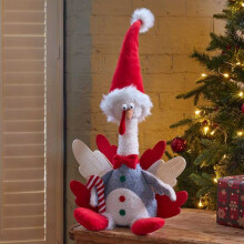 64cm Christmas Turkey Wishbone Will Plush Decoration with Santa Hat and Candy Cane - Soft Seated Cartoon Turkey