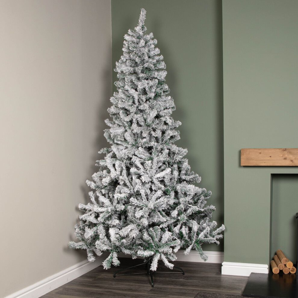 Samuel ALEXANDER 8ft (2.4m) Snow Flocked Artificial Christmas Tree with Green Metal Stand and 1017 Tips - Image 3